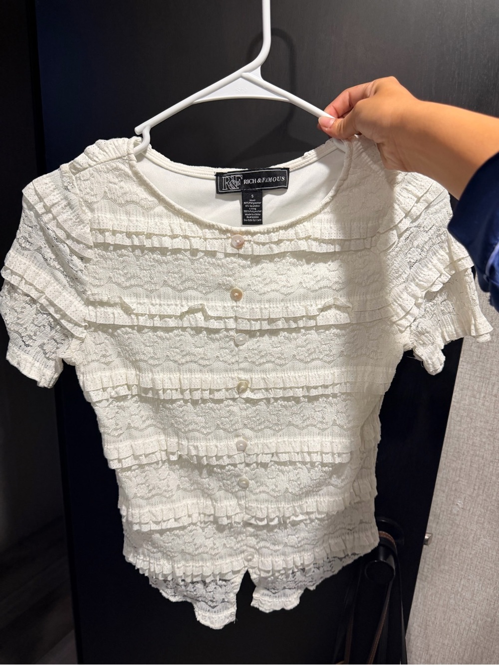 White Ruffled Button-Front Top